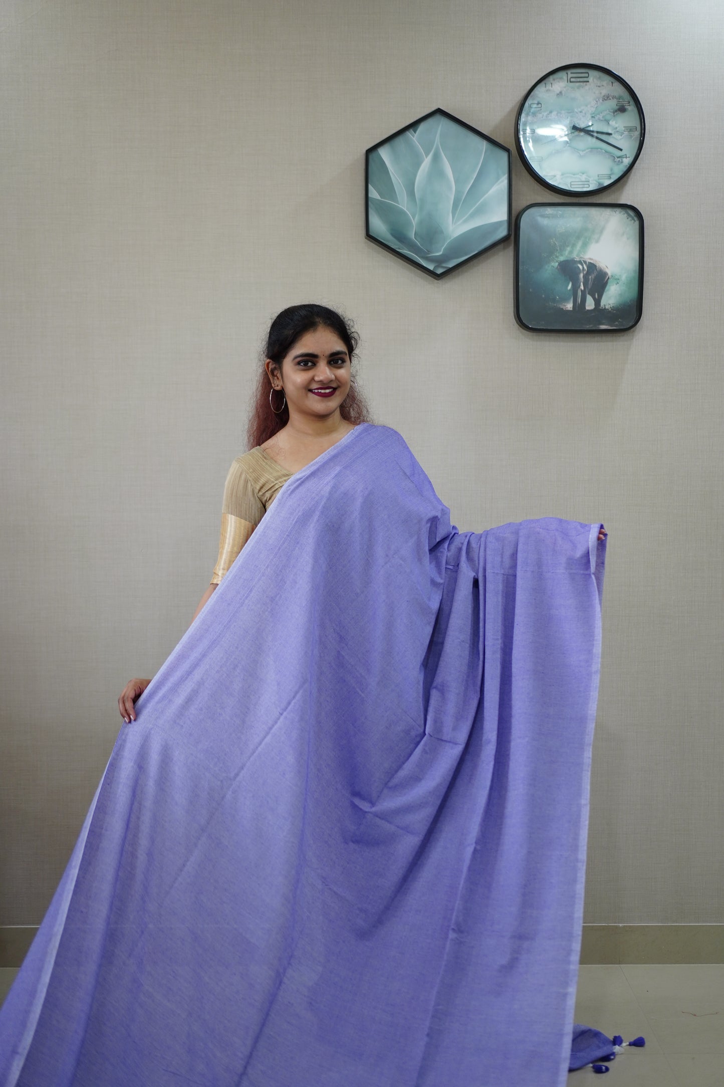 Purple Khadi cotton saree