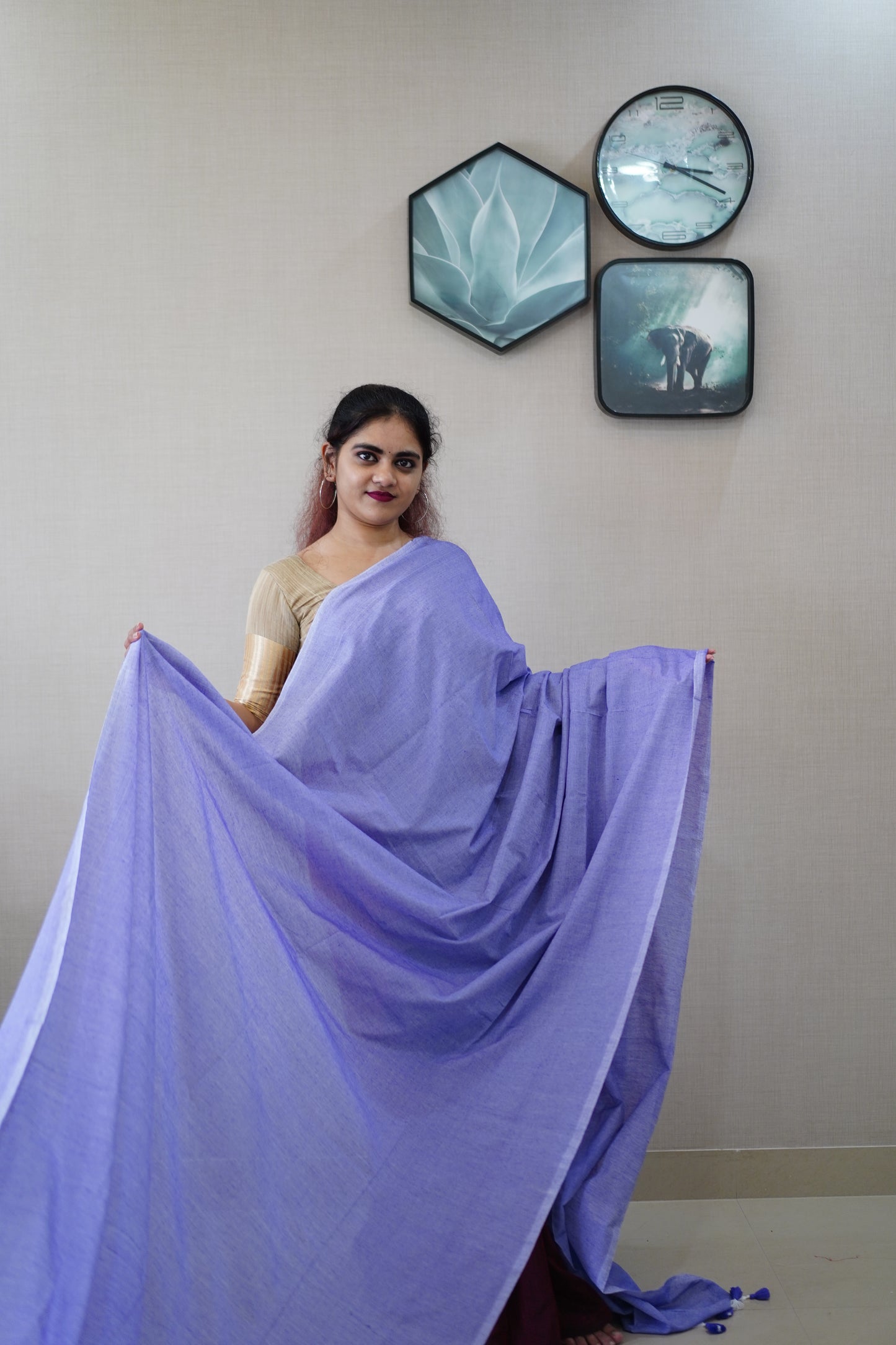 Purple Khadi cotton saree